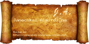 Janecskai Almiréna névjegykártya